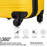 3 piece luggage set with TSA lock hard side swivel suitcase Yellow
