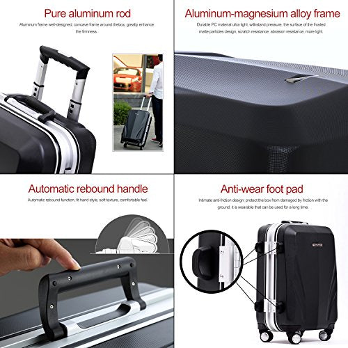 Unitravel Hardside Luggage Rolling Suitcase Lightweight Carry On Trunk ...