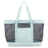 Eastsport Mesh Tote Beach Bag, Graphite/Icy Blue