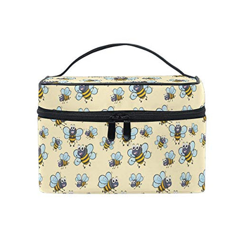 Makeup Bag Cute Bee Yellow Travel Cosmetic Bags Organizer Train Case Toiletry Make Up Pouch