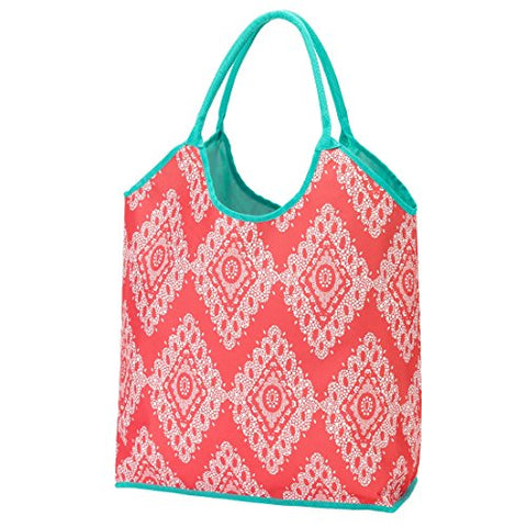Viv&Lou By Wholesale Boutique Beach Bag Pool Tote Carry All Collection (Blank, Coral Cove)