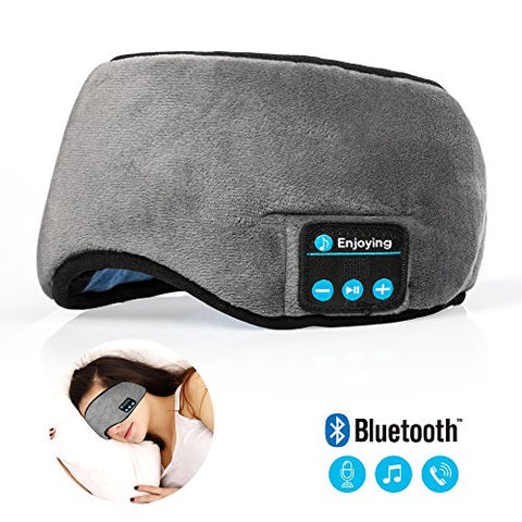 Bluetooth Sleeping Eye Mask Headphones,Lavince Travel Sleeping Headphone 4.2 Bluetooth Eye Mask Handsfree Music Sleep Eye Shades Headset Built-in Speakers Microphone Washable Gray
