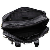 ABage Men's Leather Brief Genuine Leather Business Messenger Convertible Brief Black