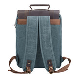 S-Zone Retro Canvas Leather School Travel Backpack Rucksack 15.6-Inch Laptop Bag