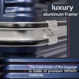 Coolife Luggage Aluminium Frame Suitcase with TSA Lock 100% PC (M(24in), Blue)