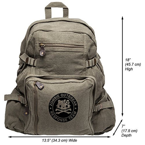 Zombie Outbreak Response Team Hello Kitty Backpack Bag, Olive & Black (Large)
