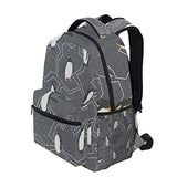 Backpack Travel Blue Cartoon Penguin School Bookbags Shoulder Laptop Daypack College Bag for Womens