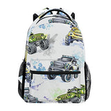 GIOVANIOR Cartoon Monster Trucks Backpack School Bag Bookbag Hiking Travel Rucksack