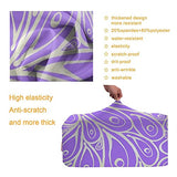 Travel Luggage Cover，Purple Fantasy Doodle Peacock Feathers Patter，Washable Elastic Durable , With Concealed Zipper Suitcase Protector Fits For 22-24 Inch -M.