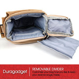 Tan Brown Medium Sized Canvas Carry Bag For Panasonic Lumix Dmc-Zs50 / Dmc-Zs45 / Dmc-Ts6 /