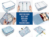 Packing Cubes 8pcs Backpack Organizers Set for Carry on Travel Bag Luggage Cube (Flamingo Blue 8pcs)