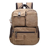ABage Men's 15.6" Laptop Backpack College Book Bag Travel Daypack Canvas Rucksack, Khaki