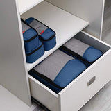 Travel Packing Cubes, Luggage Organizers L+M+2Slim+Laundry Bag Deep blue
