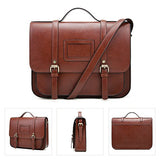 ECOSUSI Women Briefcase Vintage Crossbody Messenger Bag PU Leather Satchel Purse, Coffee
