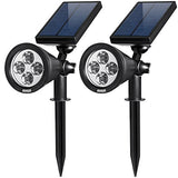 AMIR Solar Spotlights Outdoor Upgraded, Waterproof 4 LED Solar Security Landscape Lights,