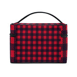 GIOVANIOR Red Black Plaid Checked Large Cosmetic Bag Travel Makeup Organizer Case Holder for