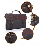 AUGUR Vintage Multifunction Cotton Canvas Leather Laptop Bag Messenger Bag Business bag (Khaki)