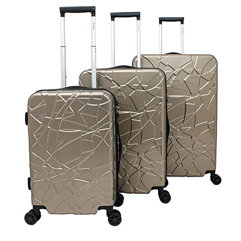 Chariot Crystal 3-Piece Expandable Lightweight Spinner Luggage Set - Champagne