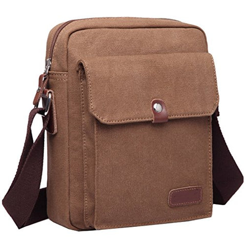 Berchirly Men's Vintage Cotton Canvas Shoulder Hiking Working Casual Bag
