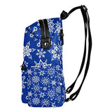 Colourlife Blue White Snowflakes Stylish Casual Shoulder Backpacks Laptop School Bags Travel