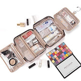 NISHEL 4 Sections Hanging Travel Toiletry Bag Organizer, Water Resistant Large Makeup Cosmetic Case for Bathroom Shower, Pink
