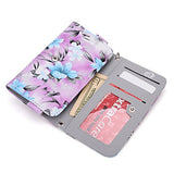 Phone Case Wallet- Hydrangea Blue- Removable Wristlet Strap Included- Universal Fit For Htc