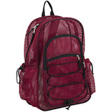Eastsport XL Semi-Transparent Mesh Backpack with Comfort Padded Straps and Bungee, Sport Red