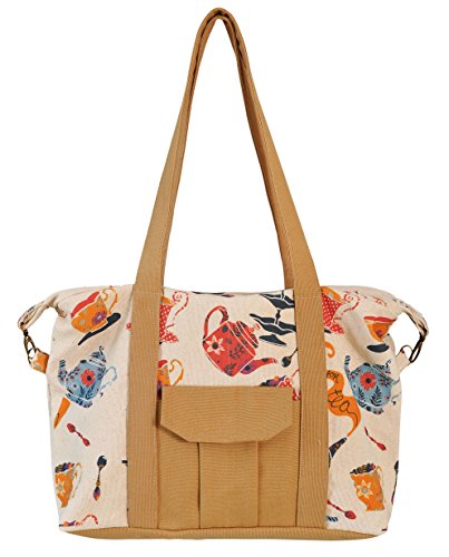 Teapot Time For Tea Print Picnic, Shopping Multi-Purpose Canvas Zipper Bag