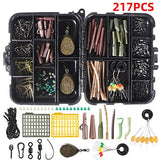 LIZHOUMIL 217/252pcs Carp Fishing Tackle Box Anti Tangle Sleeve line aligner Bait Screw Stoper carp Hook carp Sinker T0514-217 Pieces Without Corn