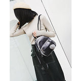 Women Girls Mini Fur Ball Backpack Fashion Shoulder Bag Travel School Bags (Gray)