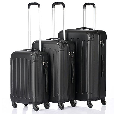 SSLine Hard Spinner Luggage 3 Piece Luggage Set 20/24/28 Inch Suitcases Trolley Case with wheels Black