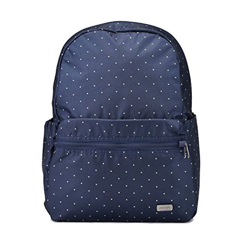 Pacsafe Daysafe Backpack - Everyday Anti-Theft Backpack (Navy Polka Dot)