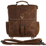 Berchirly Genuine Leather Laptop Backpack Bookbag For Men Women Large Travel Rucksack Brown