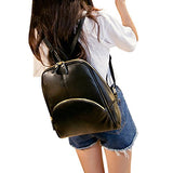 ABage Women's Backpack Purse Vintage Genuine Leather Travel Lightweight Backpack, Black