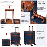 NZBZ Vintage Luggage Sets with Spinner Wheels Carry On Suitcase Tsa Lock Luggage 3 Pieces (Navy Blue, 14inch & 20inch & 28inch)