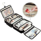 FINDCOZY Extra Large Toiletry Bag with Hanging Hook, Travel Makeup Case for Women, Cosmetic Organizer for Toiletries, Full-Sized Bottles, Beauty, Black