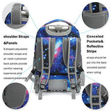 Tilami Rolling Backpack 19 inch Wheeled LAPTOP Boys Girls Travel School Student Trip, unicorn