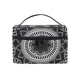 GIOVANIOR Black Ethnic Flower Mandala Large Cosmetic Bag Travel Makeup Organizer Case Holder for