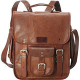 Sharo Leather Bags Long Three-In-One Backpack/Brief/Messenger (Brown)