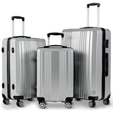 GHP 20" 24" 28" Silver Gray ABS Hard Shell Travel Suitcase Trolleys with TSA Lock