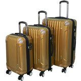 Amka 3-Piece Tsa Locks Hardside Upright Spinner Luggage Set, Gold