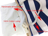 Melime X-Large Travel Shoulder Beach Tote Bag With Handmade Woven Straw Binding, Cotton Rope