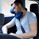 J-Pillow Travel Pillow, British Invention of The Year, 2019 Version with Increased 3D Support for Head, Chin & Neck in Any Sitting Position, Attach to Luggage - Dark Blue