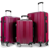 GHP 20" 24" 28" Wine Red ABS Hard Shell Travel Suitcase Trolleys with TSA Lock