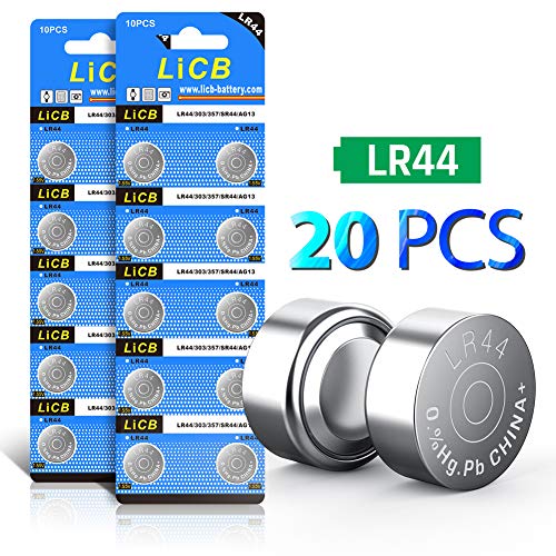 LiCB 20 Pack LR44 AG13 357 303 SR44 Battery 1.5V Button Coin Cell Batteries