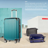 Coolife Luggage Expandable 3 Piece Sets PC+ABS Spinner Suitcase 20 inch 24 inch 28 inch (green)