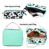 School Backpacks for Teen Girls Lightweight Canvas Backpack Bookbags Set (Light Green-1)