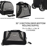 TPRC 30" Durable Rip-Stop Nylon Rolling Luggage Duffel Bag, 30 Inch, Gray