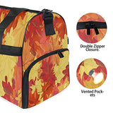 Travel Tote Luggage Weekender Duffle Bag, Autumn Maple Leaves Fall Red Orange Large Canvas shoulder
