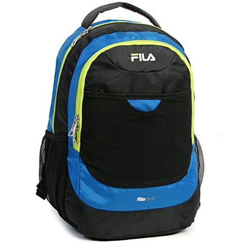 Fila Colton School Computer Tablet Bag Backpack, Blue/Neon Lime